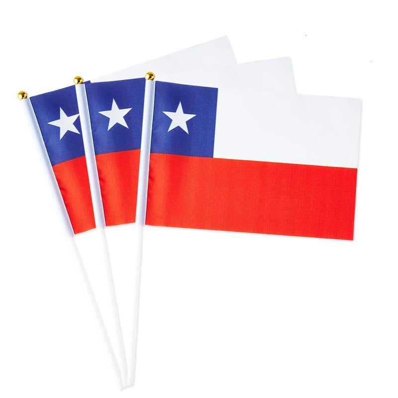 mflagperft Chile Flag Chilean Flag, Small Mini Handheld Chile Flags on Stick, Ideal for Party Parades Sports Events Patriotic Festival Decorations - Image 1